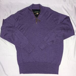 ORVIS MEN’S 100% WOOL PURPLE QUARTER ZIP SWEATER SIZE Large